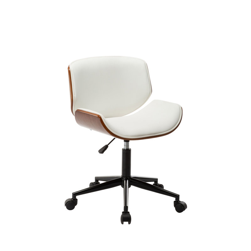 Hales Faux Leather Mid-Century Office Chair, White