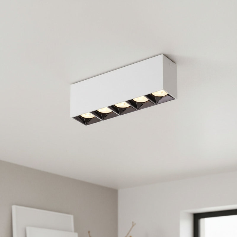 UltraBeam White Modern Surface Mount Ceiling Downlight - Anti Glare Design , 6.6cm H x 19.4cm W x 6.6cm D