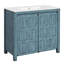 Armoire de salle de bain Retro Blue 36 po, lavabo en céramique, bois massif et matériau, aspect vieilli, charnières à fermeture en douceur, organisateur de meuble-lavabo intérieur spacieux en bleu, construction, poignées cachées, caractéristique,
