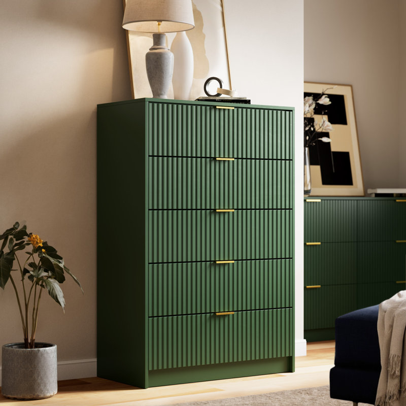 5 - Drawer Dresser, 47.2" H, Green