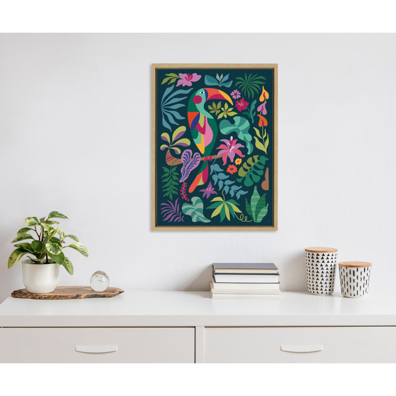 «Tropical Toucan» par Rachel Lee, 3 oiseaux, reproduction d'art sur toile encadrée