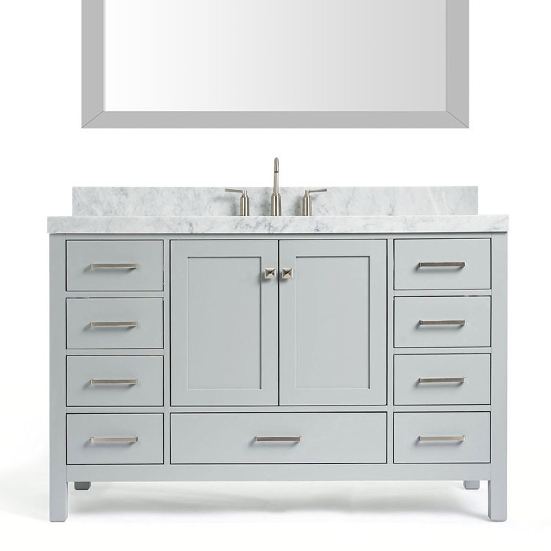 Ensemble de meuble-lavabo simple 55 po avec miroir Amariani, gris