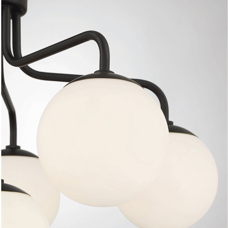 Plafonnier noir à 6 lumières Chemise, Blanc, Noir