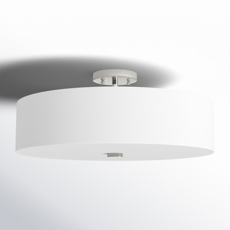 Plafonnier semi-encastré 5 lumières Bazilijus, Nickel brossé, Blanc cassé