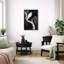 «Minimalist White Heron on Curved Branch at Night», reproduction d'art sur toile encadrée-592069116-592069112