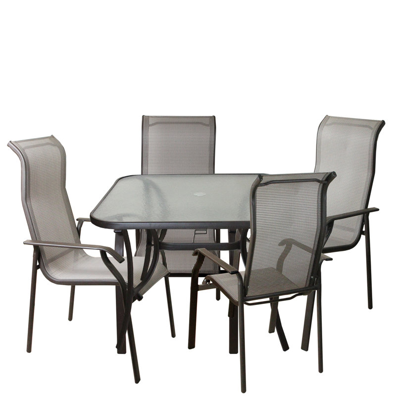 Ensemble de salle à manger d'extérieur en polyester et polyester enduit de PVC 5 pièces 41,25 po