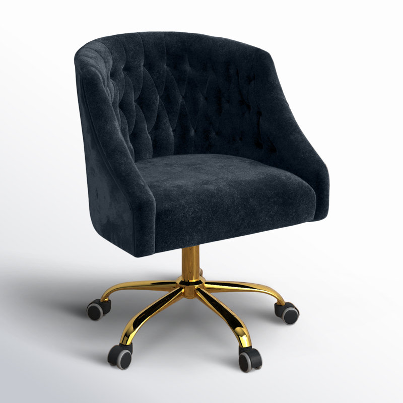 Chaise de travail en velours Doreen, Velours noir