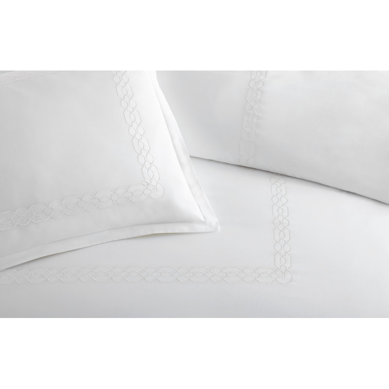 CLASSIC EMBROIDERED QN DUVET SET FILIGREE SKY, Queen Duvet Cover, White