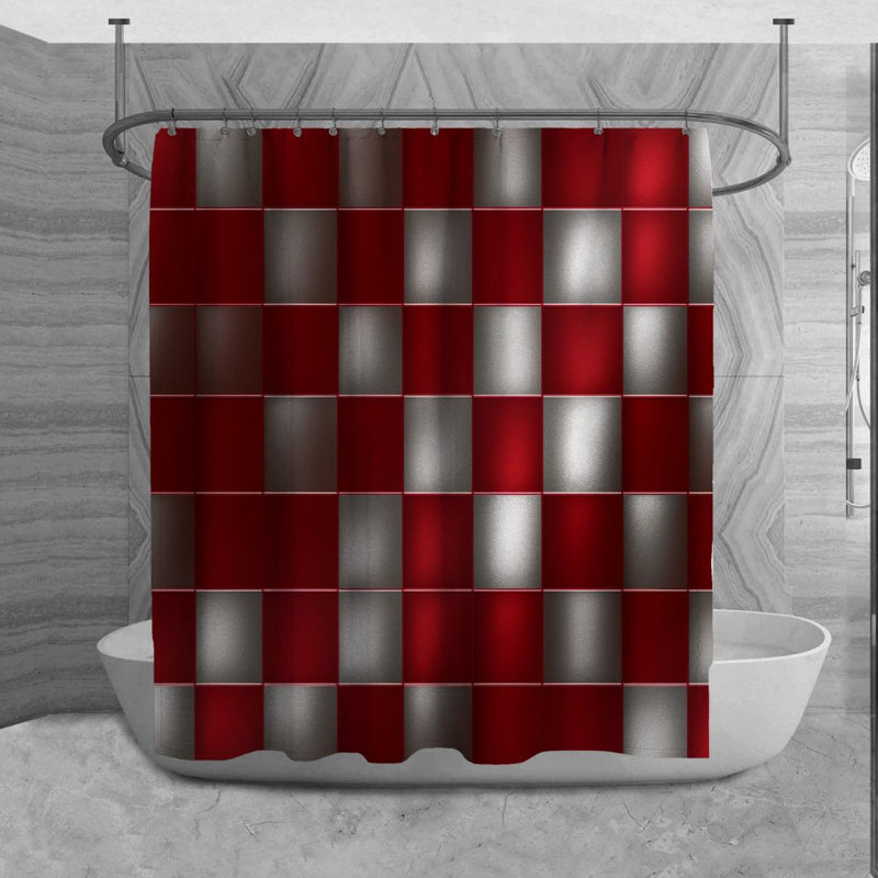 Rideau de douche à carreaux Mariom, H 93 po x l 70 po