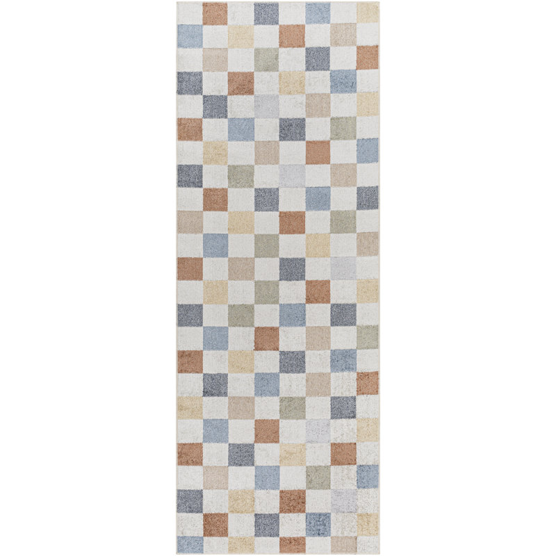 Jules Checkered Area Rug, Tapis de couloir de 2 pi 6 po x 8 pi