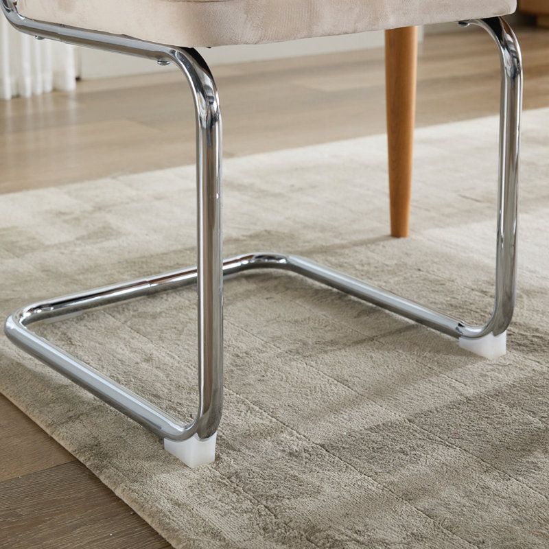 Chaises de salle à manger rembourrées Barnali, Velours beige