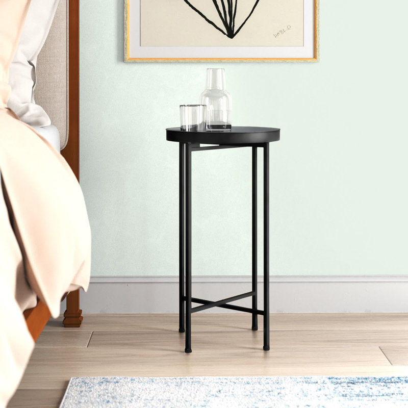 Ekta Tray Top End Table, Gray, Black