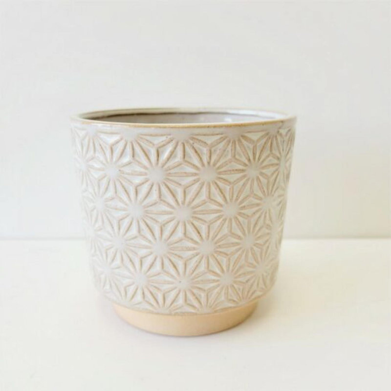Beige And White Starburst Pattern Planter