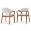 Ensemble de 2 fauteuils contemporains, revêtement en chenille beige doux, dossier incurvé, structure en bois massif, capacité de 300 lb