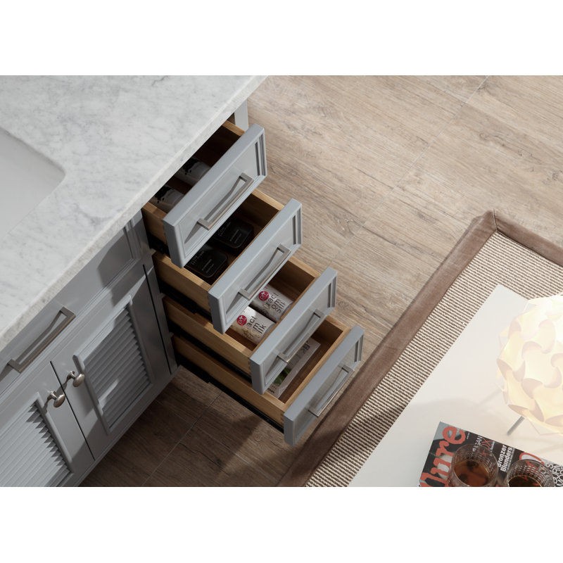 Ensemble de meuble-lavabo de salle de bain simple avec miroir 49 po Hamil, Gris