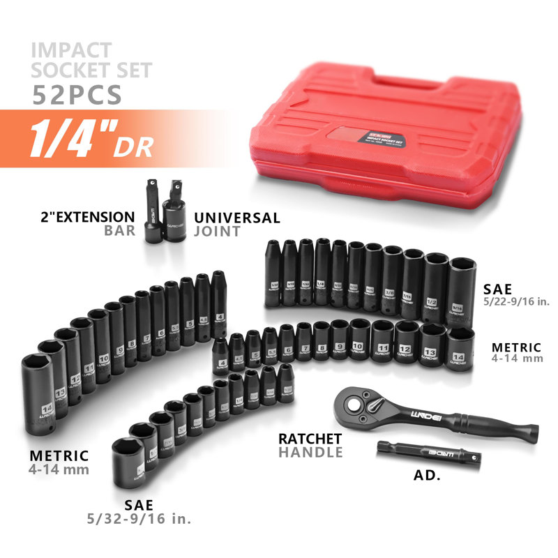 1/4" 52 PCS Drive Impact Socket Set