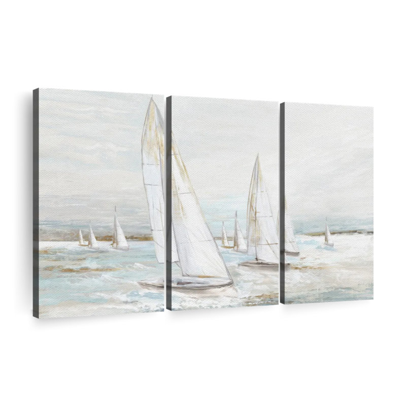 «Windswept Sails I», 3 pièces sur toile, H 24 po x l 38 po x P 1,25 po