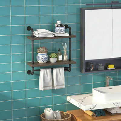 Tablette murale 24 pouces à 2 niveaux avec barre à serviettes