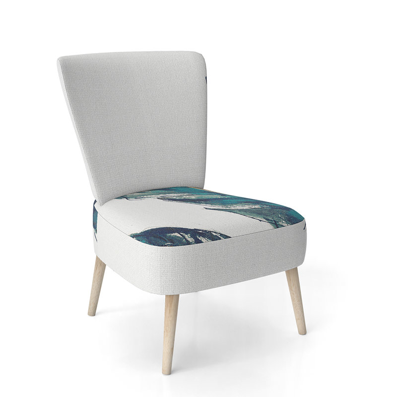 Upholstered Floral Side Chair - Modern floral Accent Chair, Floral White Polyester Blend 2