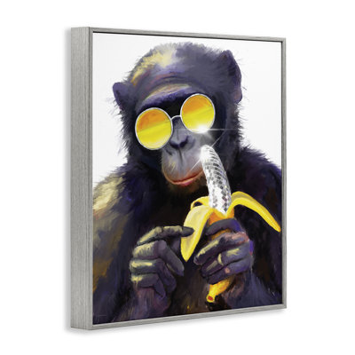 Cool Monkey with Disco Banana Framed Giclee Art, design by Kamdon Kreations
