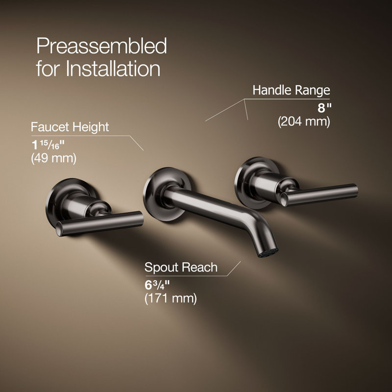 Purist® Wall-Mounted Bathroom Faucet, Vibrant Titanium, Lever Handle