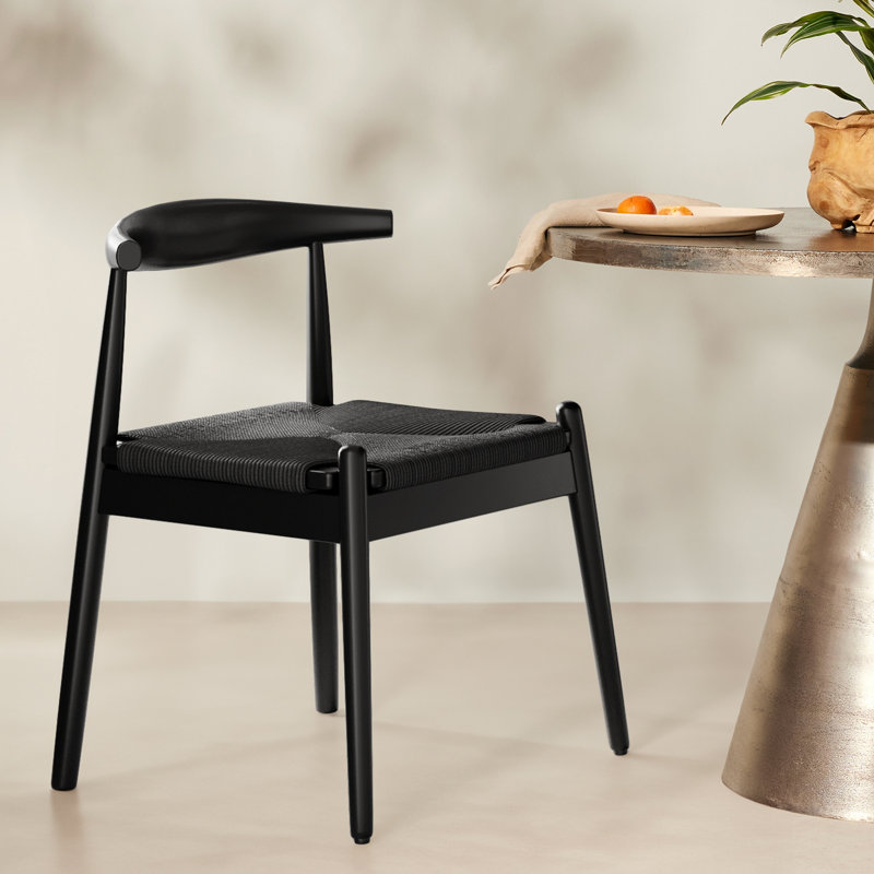 Ensemble de 2 chaises de salle à manger tissées à la main avec cadre en chêne massif et siège tissé à la main pour le salon