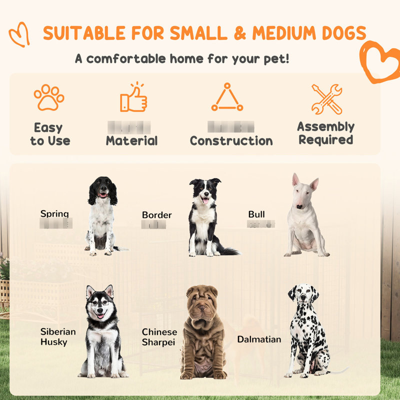 Chenil d'extérieur pour chien de 4,6 pi x 5 pi, housse imperméable, acier pour petits et moyens chiens, abri de maison brun, imperméable, deux portes robustes,