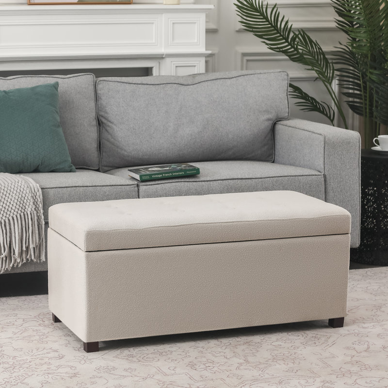 Banc de rangement avec repose-pieds de 37 pouces, Beige