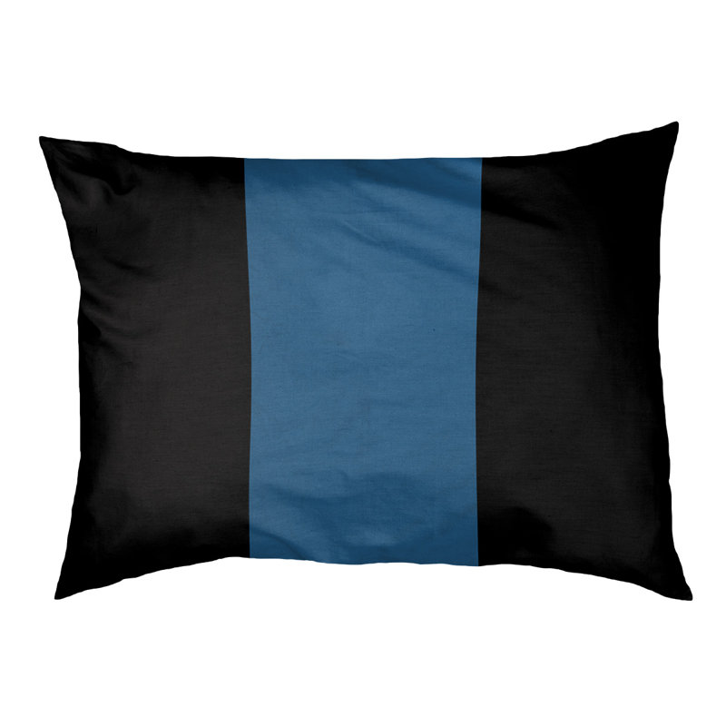 Coussin rectangulaire designer Kansas City, Grand (L 40 po x l 50 po), Noir / bleu