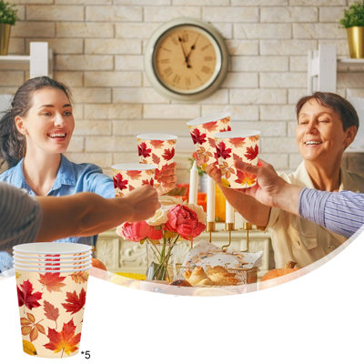 Plastic Tablecloth Thanksgiving Themed Tableware With Maple Leaf Patterns Suitable For Party Decoration And Catering 25pc