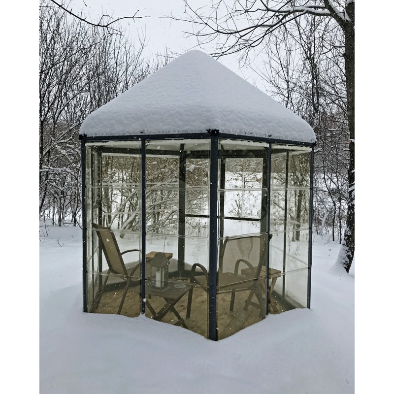 Palram - Canopia Oasis 7' X 8' Hexagonal Greenhouse Walk-In Hobby Polycarbonate Aluminum Frame Greenhouse Outdoor Living Structure - Gray