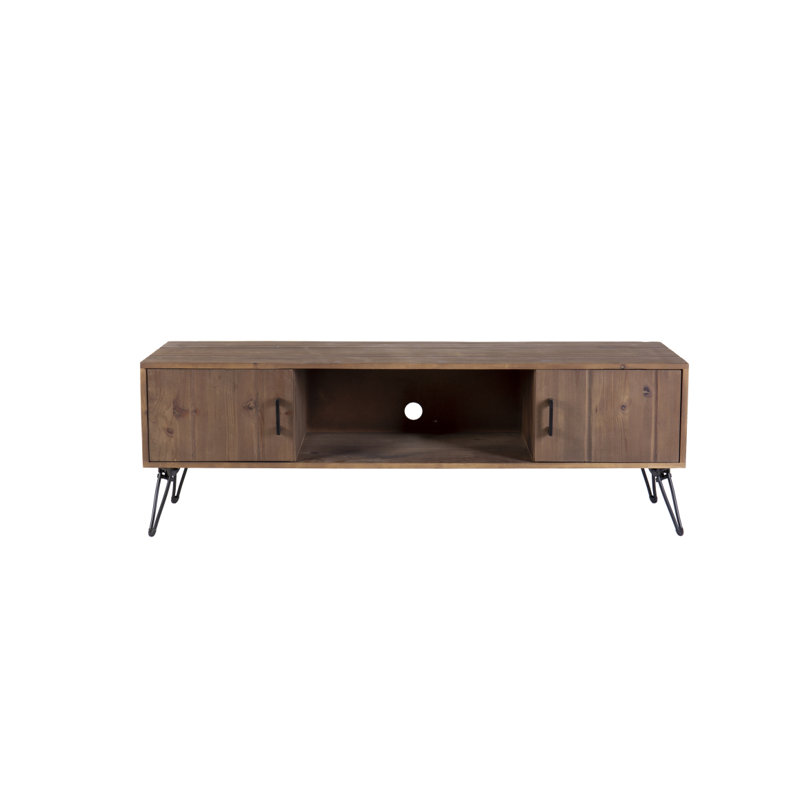 Industrial Style Reclaimed Wood Media TV Stand With Storage Cabinet For Living Media Room