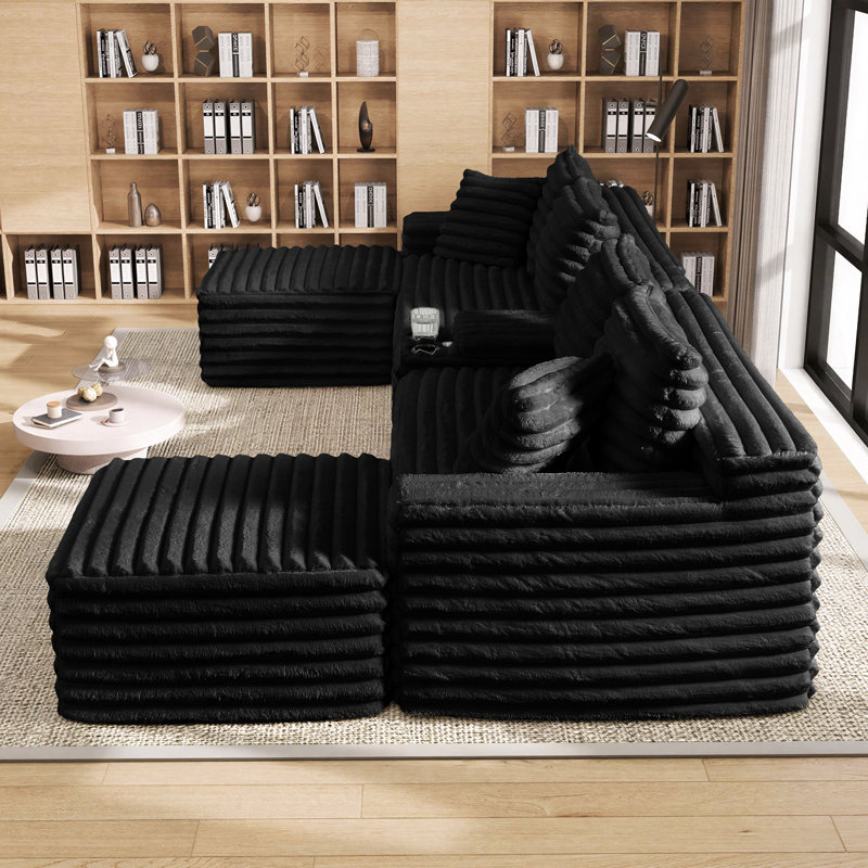Canapé modulaire Boneless 127 po Cloud Couch, Black Corduroy