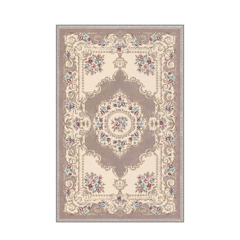 Tapis antibactérien 100% polyester 5,9 x 9,2 pi Luxurious Pois en feutre antidérapant en PVC, d'une hauteur de poils de 0,3 po | Lavable à la machine, impression numérique 3D, parfaite pour le décor du salon et de la chambre à coucher