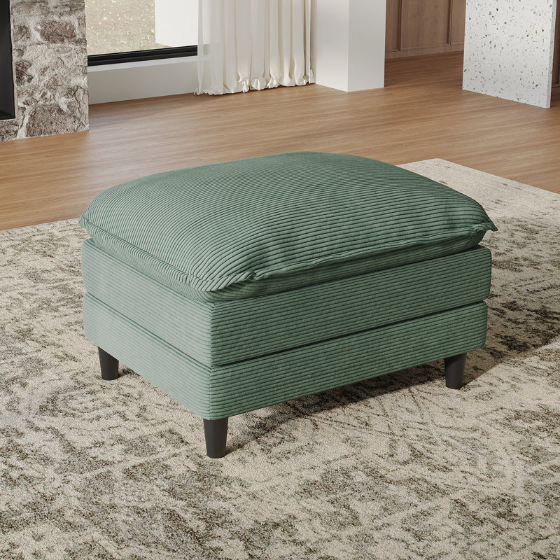 Comfy Sectional Modular Cloud Couch Sofa Ottoman- Corduroy Fabric, Green