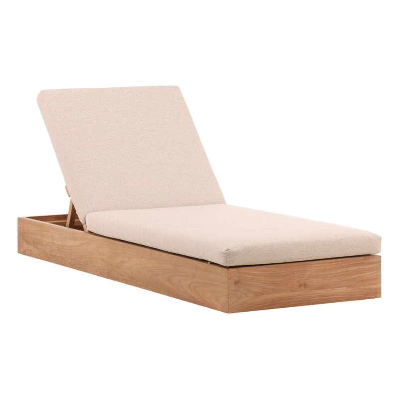 Darlene Teak Wood Outdoor Chaise, Sand