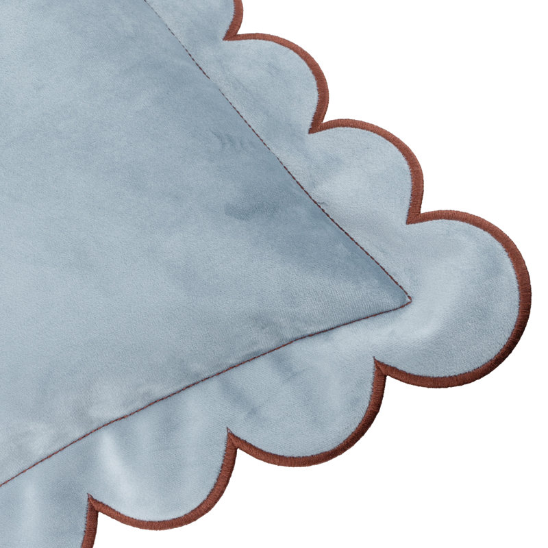 Lil Scallop Square Cushion, Pillow Cover Only - No Insert, Blue/Brown