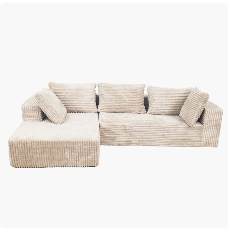 Cloud Sectional Couch With L - Shape Chaise, Beige 3 Seat Upholstered For Living Room, American Design, Medium Firm Seat, Stain , Standard 100 By ® Modern Modular Couch, Us® Foam, No Assembly