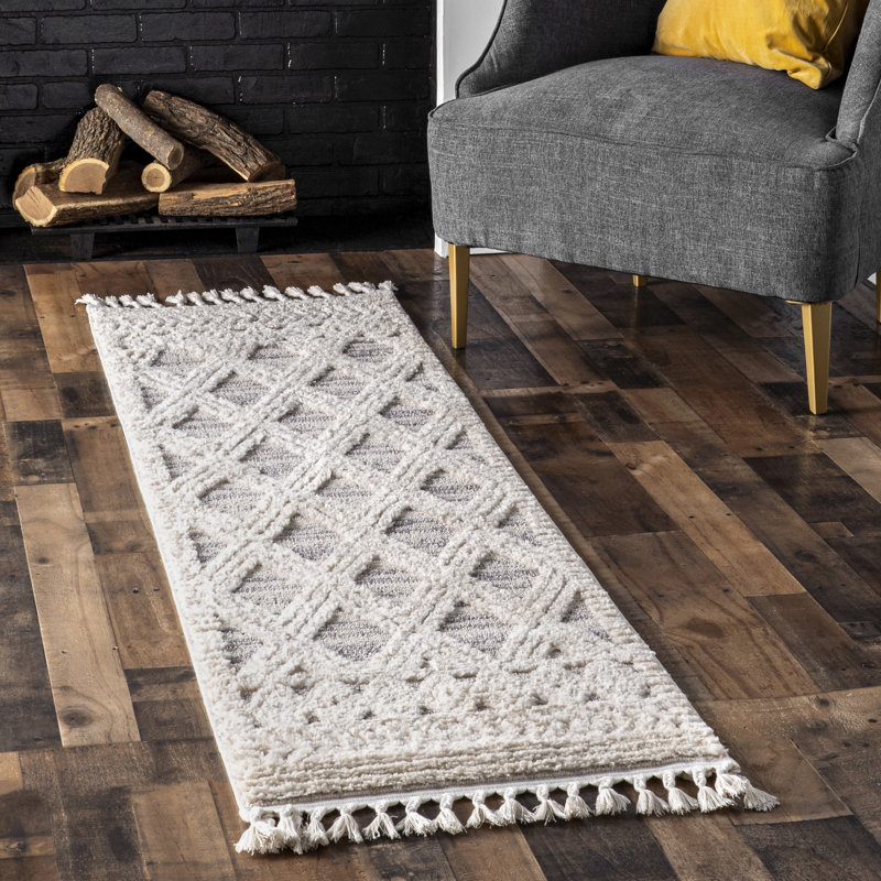 Tapis marocain à treillis Standridge, Tapis de couloir 2 pi 6 po x 12 pi