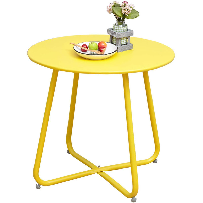 Table d'appoint en acier Ebern Designs, Jaune