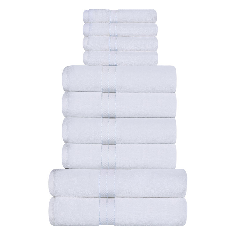 Hotel Turkish Cotton 10-Piece Towel Set, Ultra-Plush & Luxury Weight, White