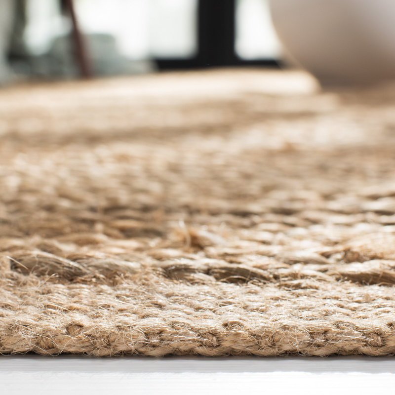 Tapis de couleur unie en jute tissé à la main Doleman Cape Cod, Rond 6 pi