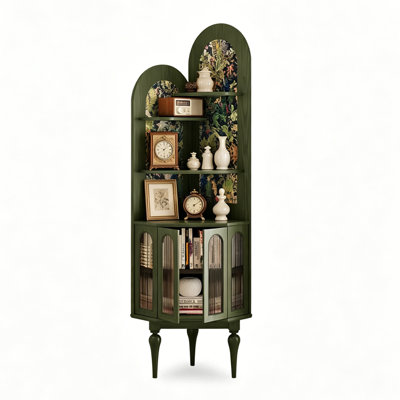 Armoire de coin en bois massif vert