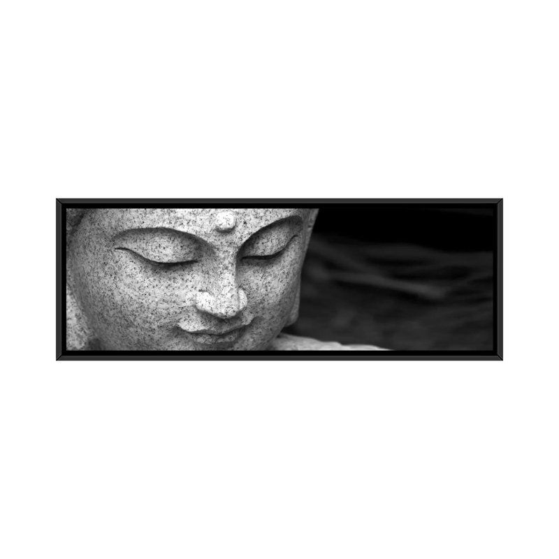 Bouddha chinois - Estampe numérique sur toile tendue avec châssis, H 12 po x l 36 po x P 1,5 po, Cadre noir