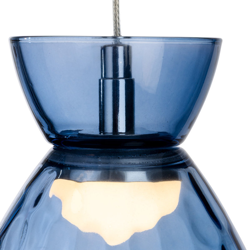 3 - Light Chrome LED Kitchen Island Pendant, Blue 