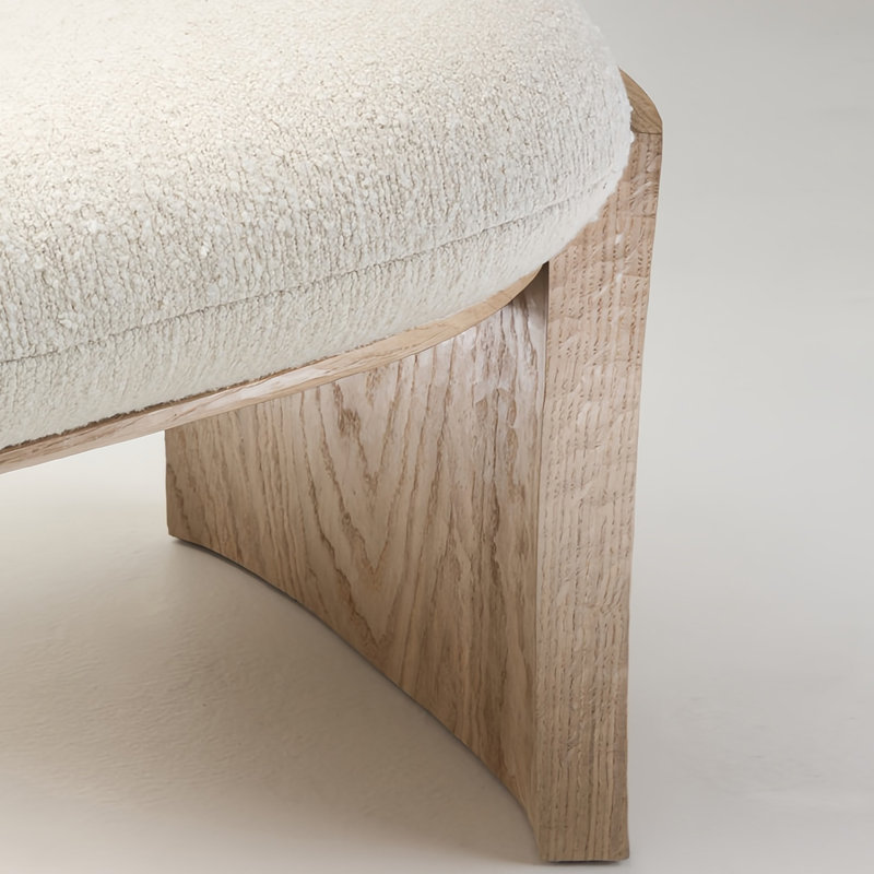 Banc rembourré en tissu, H 16,53 po x l 51,18 po x P 17,71 po, Brun clair
