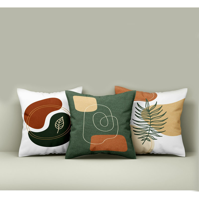 Stylish Cushion Cover Set (3 Pieces), 17.0 x 17.0 Inches, 50% Cotton / 50% Polyester | Machine Washable, Ironable, Digital Print Design | Perfect for Home Decor, Living Room & Bedroom Accents