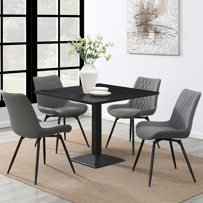 Ensemble de 2 chaises pivotantes grises capitonnées