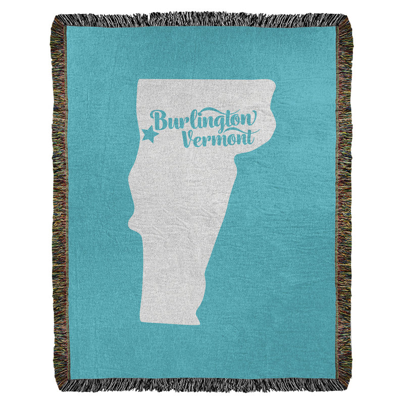 Jeté en coton tissé burlington vermont, l 60 po x L 80 po, Bleu sarcelle