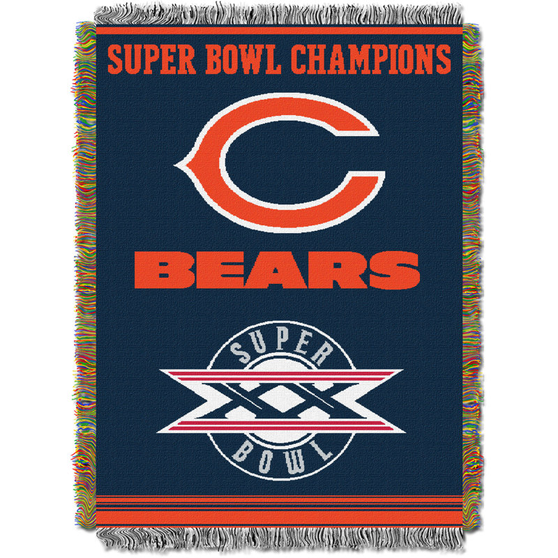 Chicago Bears Super Bowl Champions Knitted Tapestry Throw Blanket